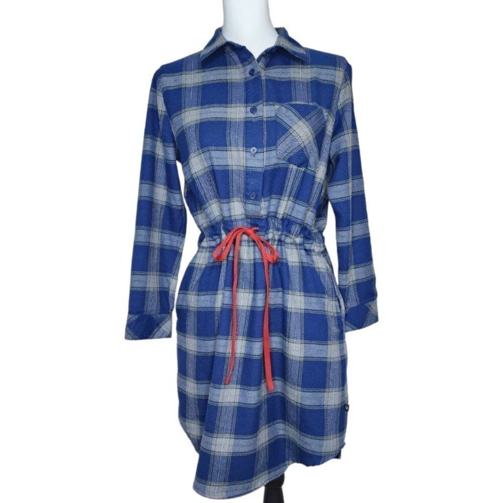 United By Blue Plaid Flannel Shirt Dress Blue & Gray Size S
